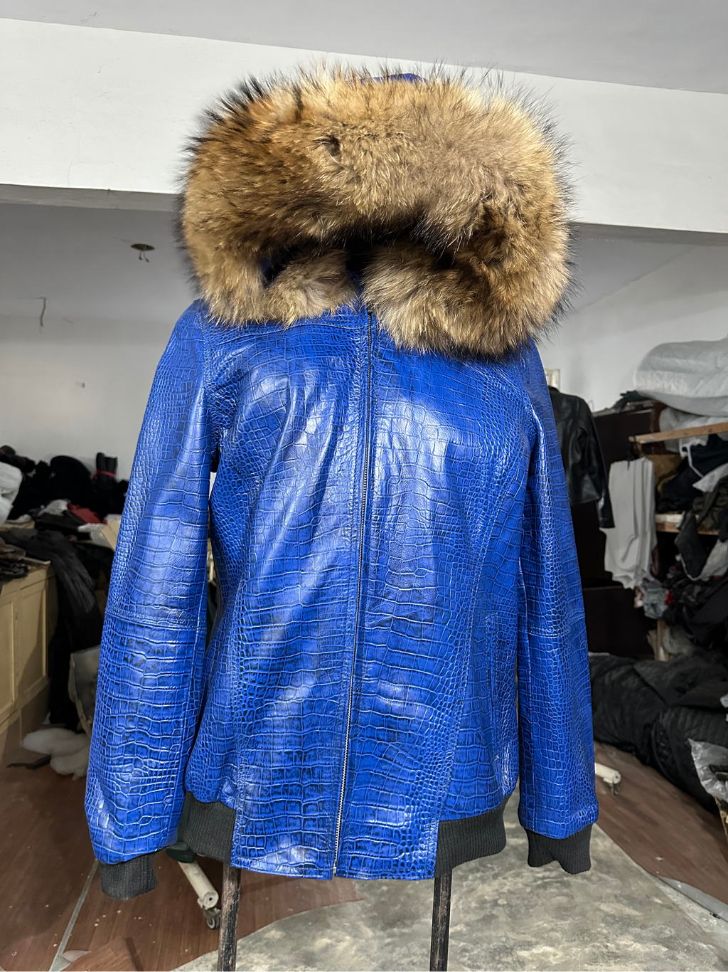 Electric Blue Croc Parka Jacket