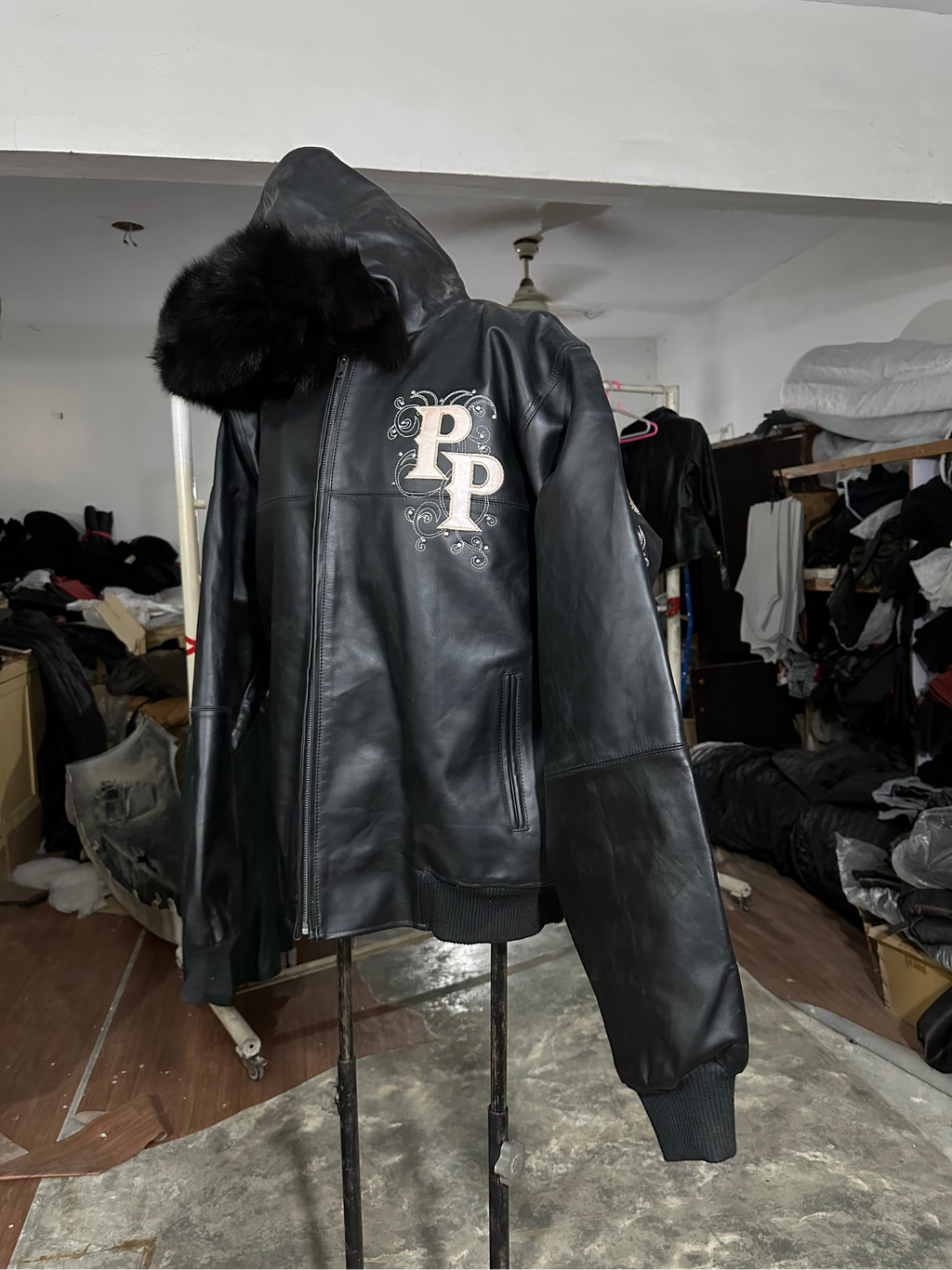 Monochrome PP Crest Leather Bomber