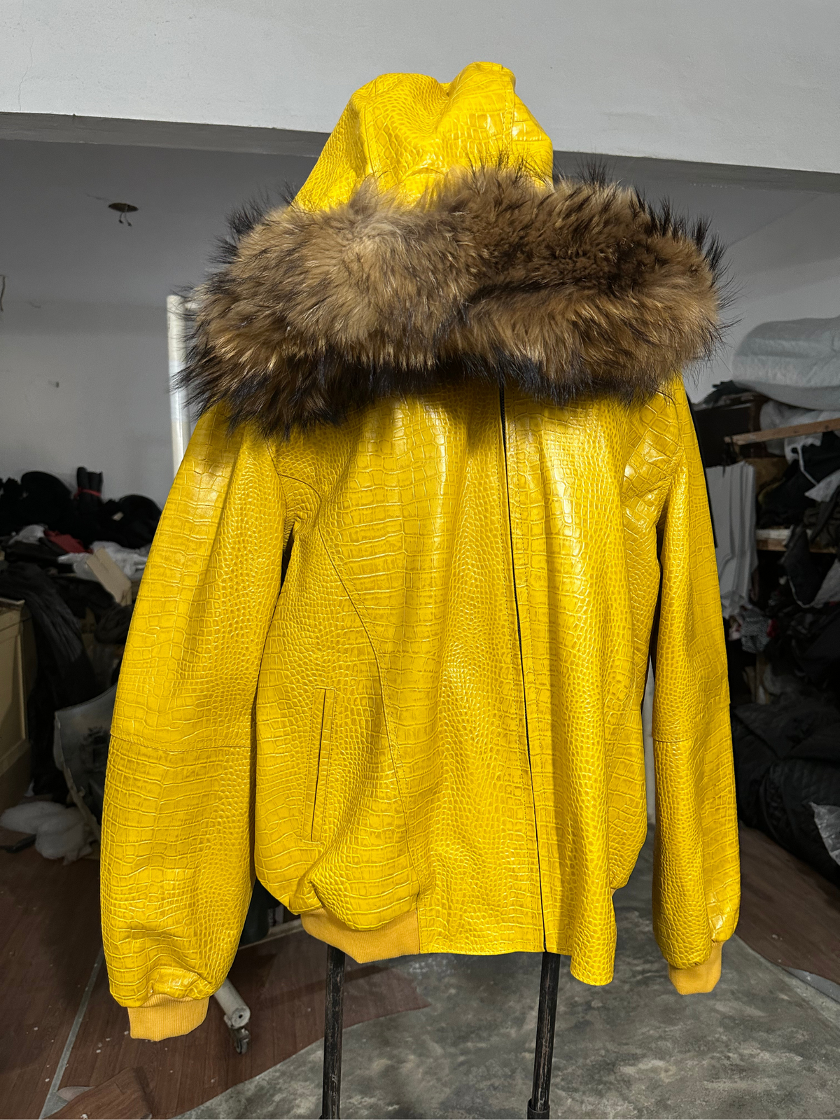 Canary Yellow Croc Parka Jacket