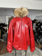 Crimson Red Lizard Leather Parka