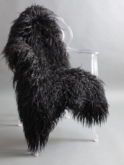 Natural Curly Icelandic Sheepskin Rug Black