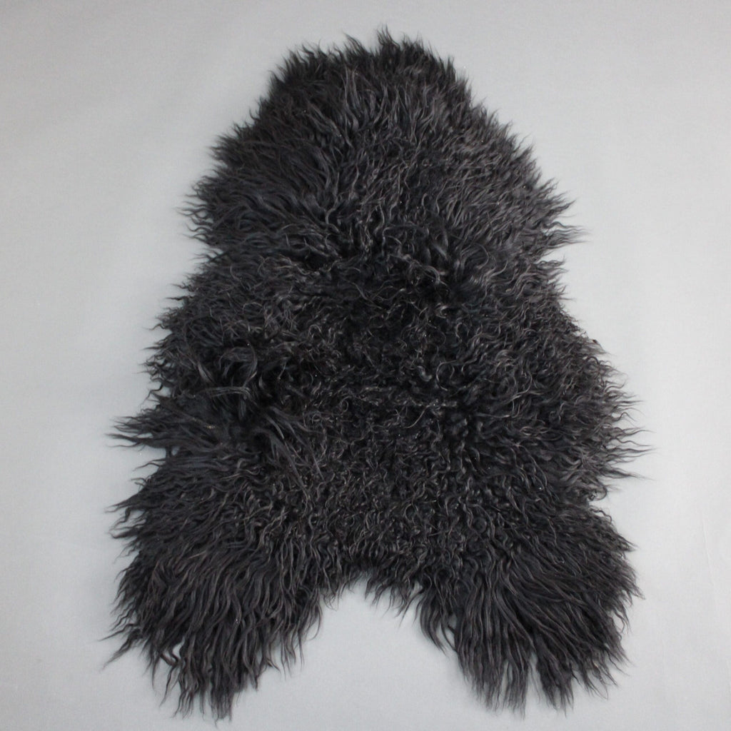 Natural Curly Icelandic Sheepskin Rug Black