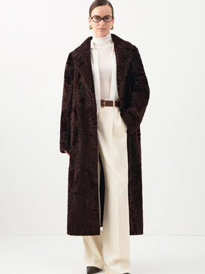 Swakara coat in Bordeaux color
