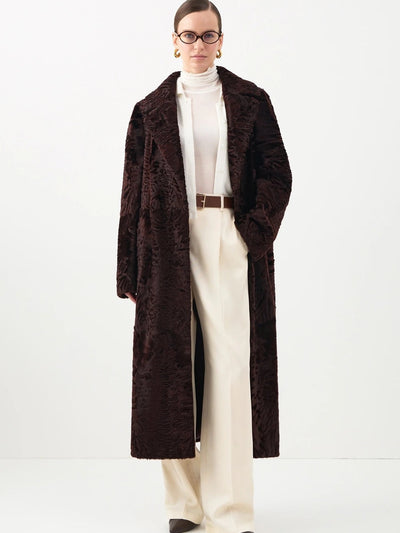 Swakara coat in Bordeaux color