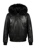 Midnight Croc Fur-Hooded Jacket