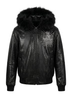 Midnight Croc Fur-Hooded Jacket