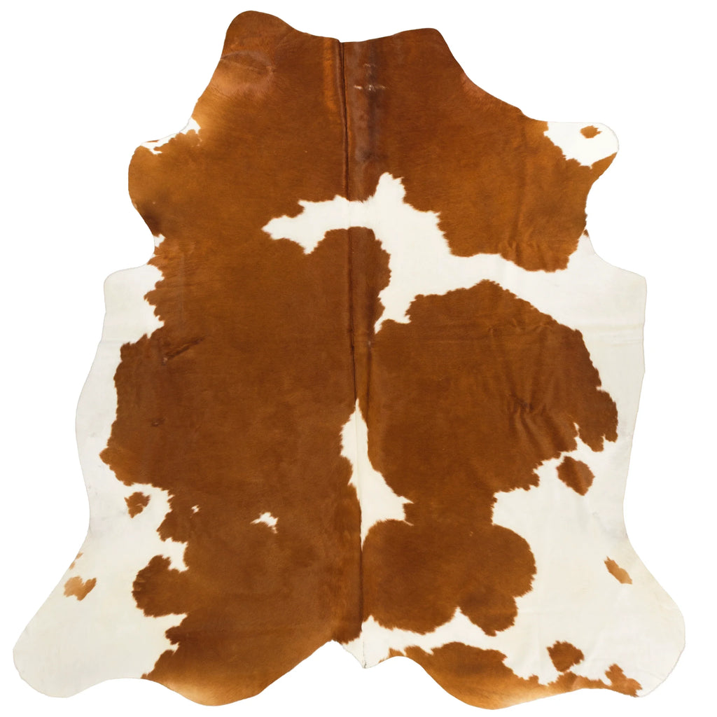 Cowhide Rug Brown & White, Patches, Large