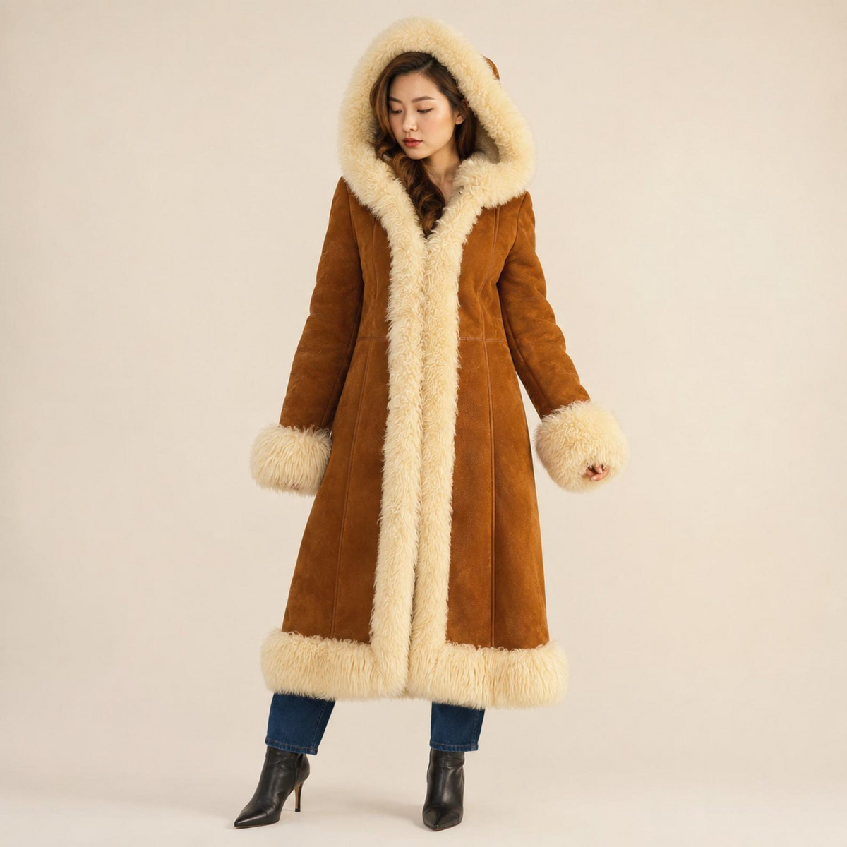 Women Suede Fur Coat