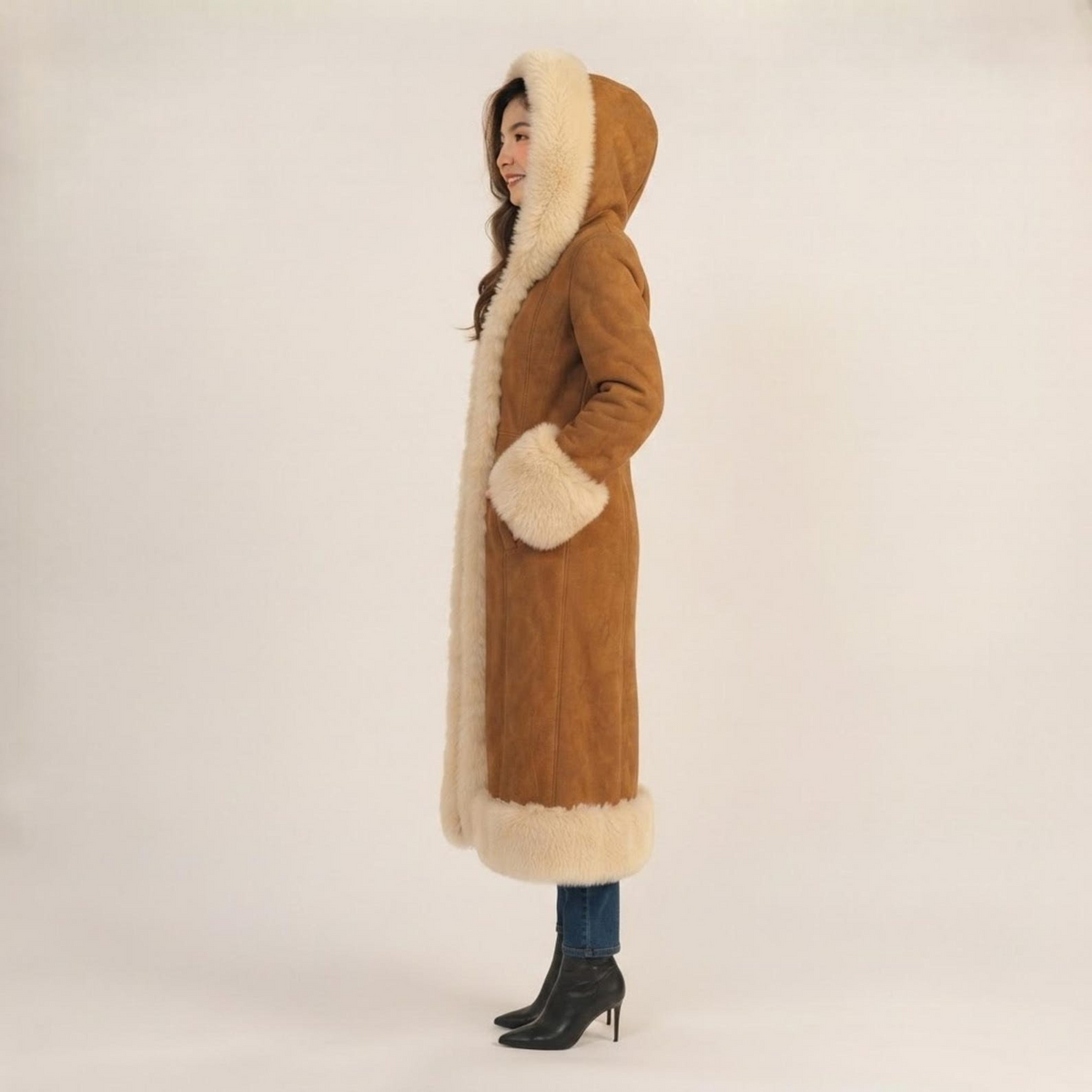 Women Suede Fur Coat