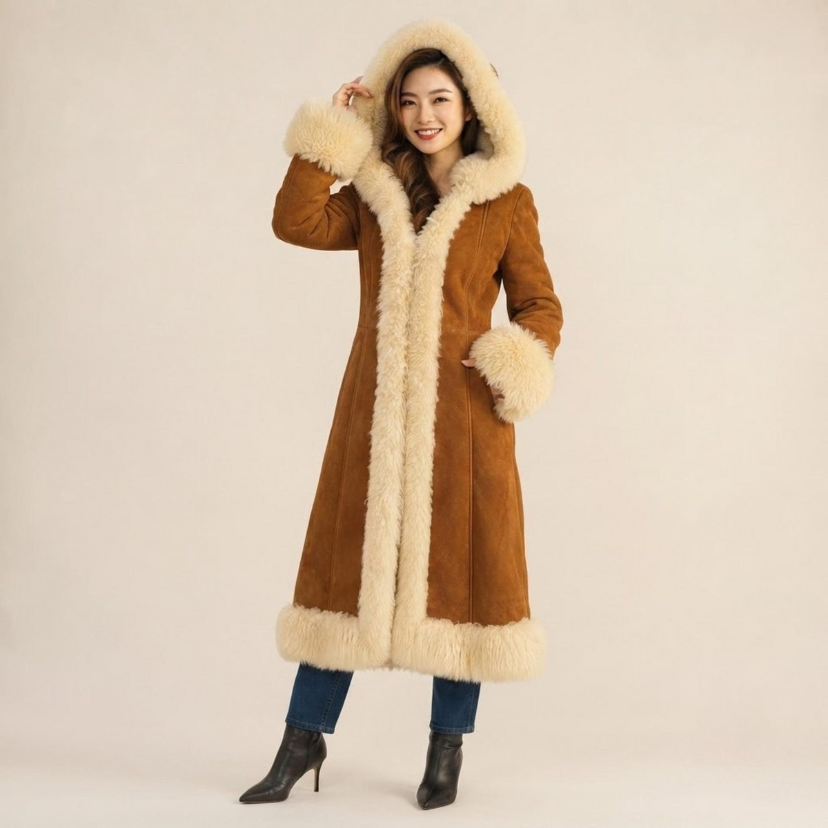 Women Suede Fur Coat