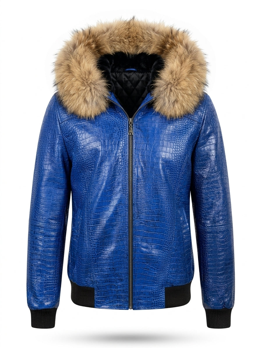 Electric Blue Croc Parka Jacket