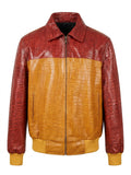 Two-Tone Rust & Gold Croc Leather Jacket