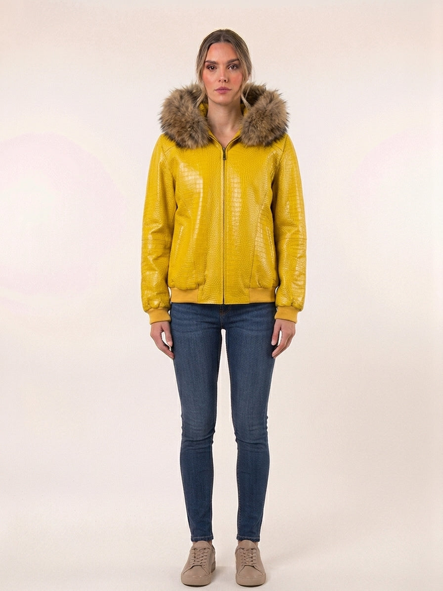 Canary Yellow Croc Parka Jacket