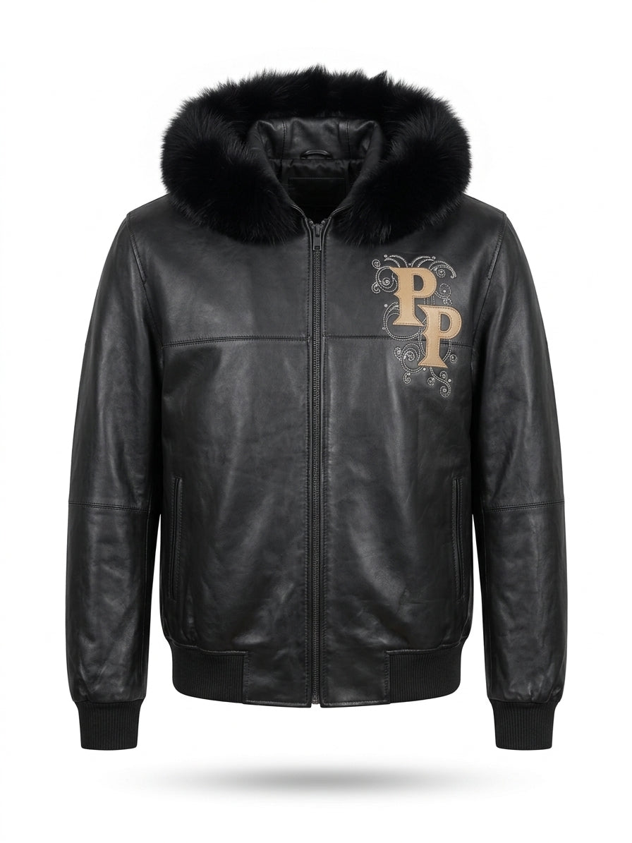 Monochrome PP Crest Leather Bomber