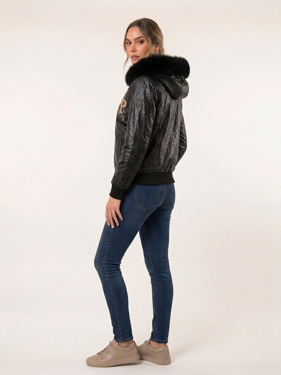 Monochrome PP Crest Leather Bomber