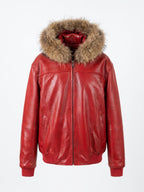 Crimson Red Lizard Leather Parka