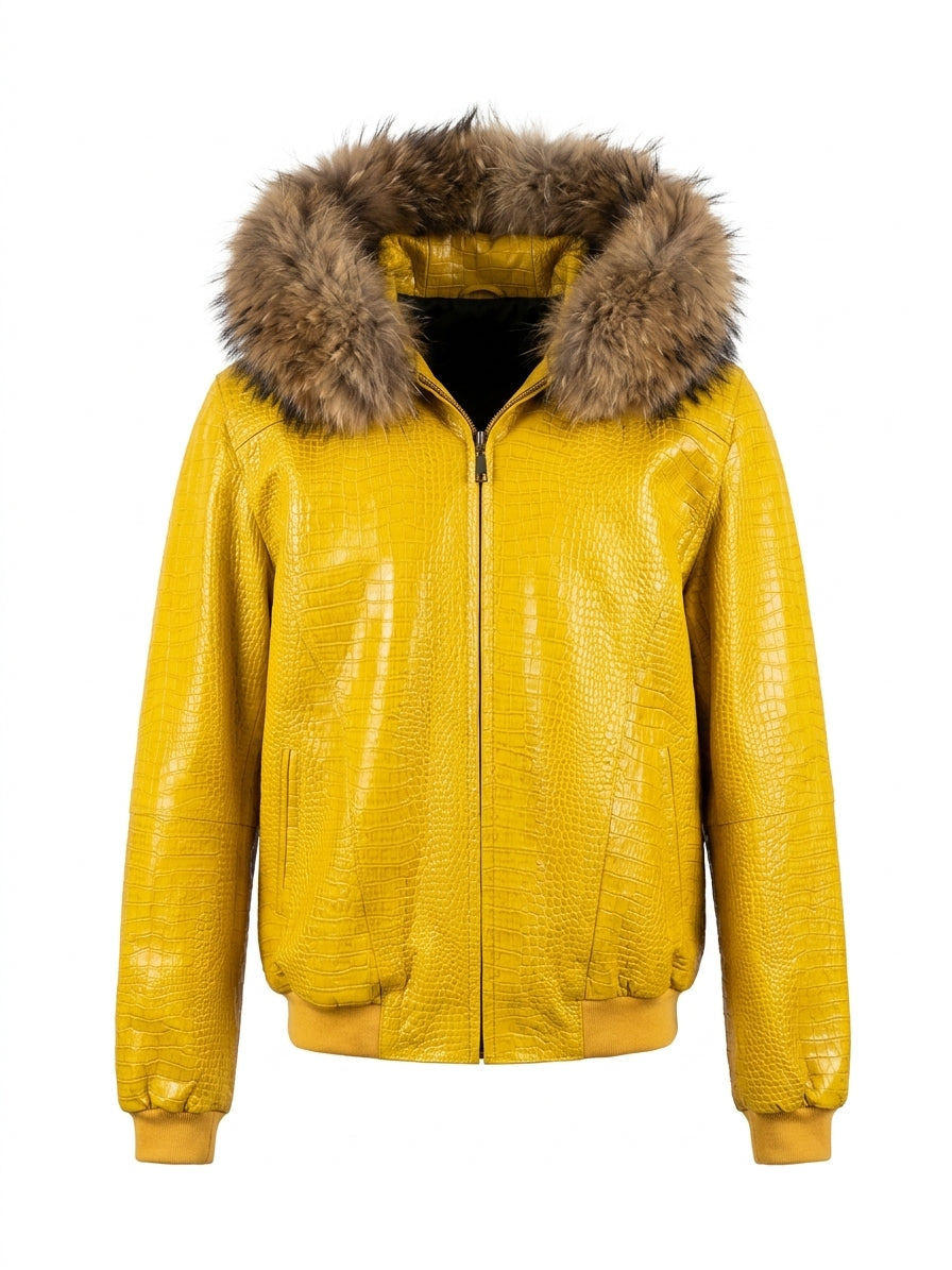 Canary Yellow Croc Parka Jacket